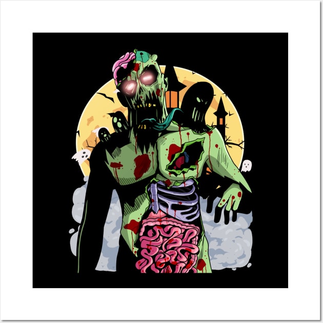 Scary Zombie Halloween Wall Art by Noseking